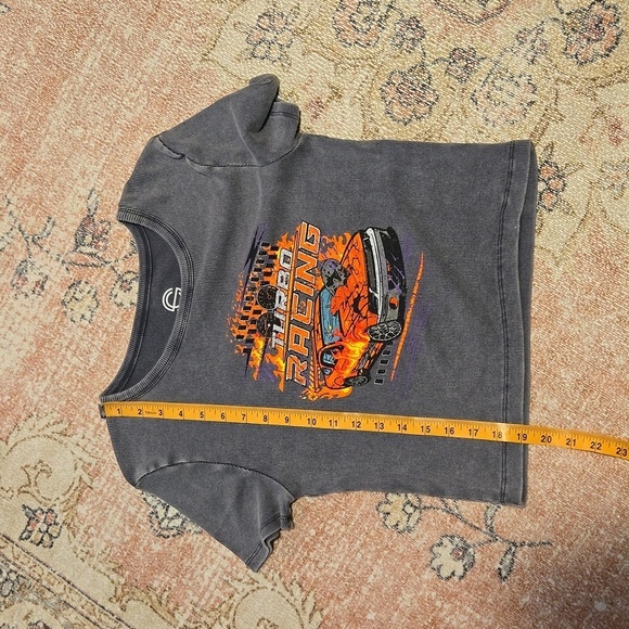 Social Culture Gray Ribbed Turbo Racing Short Sleeve Tee - Size Large - Picture 6 of 8